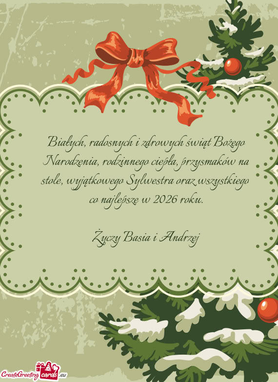 Białych, radosnych i zdrowych świąt Bożego Narodzenia, rodzinnego ciepła, przysmaków na stole