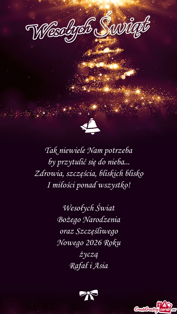 Bliskich blisko I miłości ponad wszystko! Wesołych Świat Bożego Narodzenia oraz Szczęś