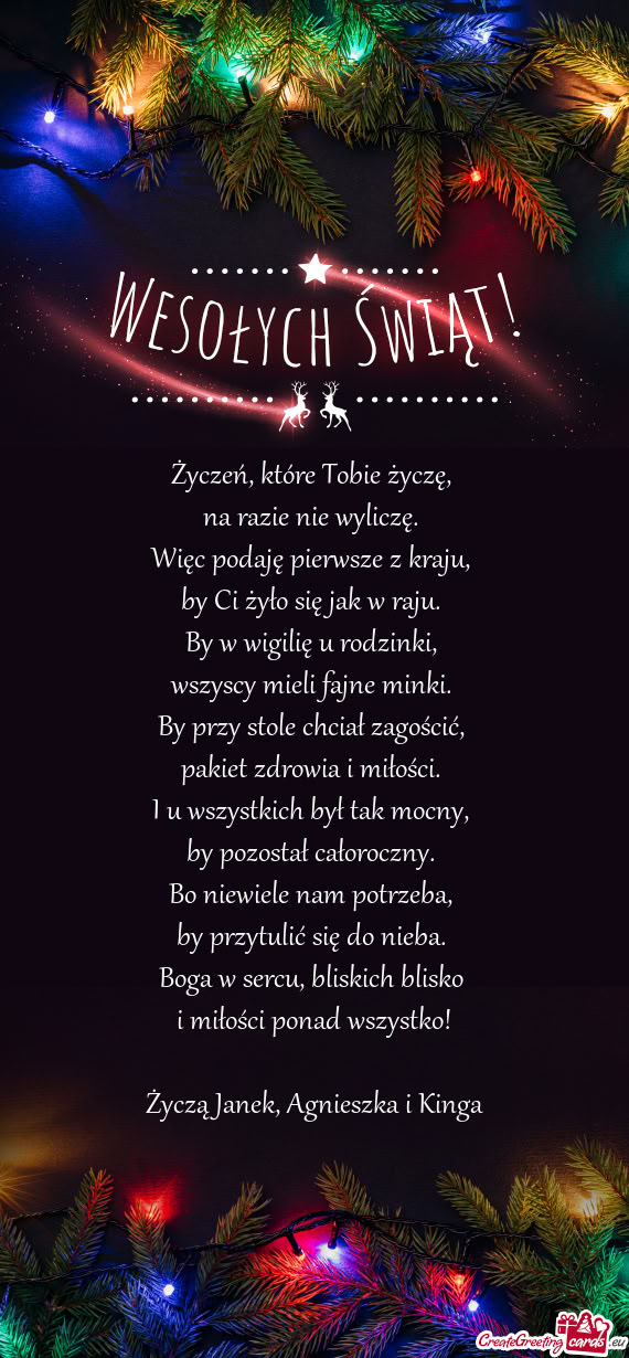 Bliskich blisko i miłości ponad wszystko! Życzą Janek