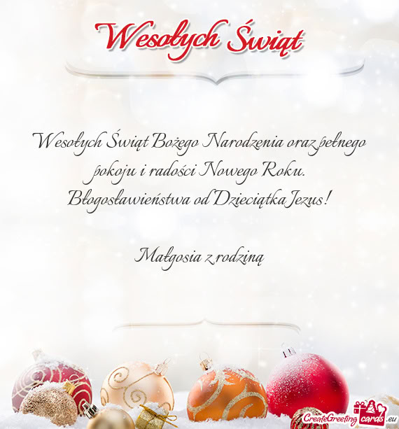 Błogosławieństwa od Dzieciątka Jezus! Małgosia z rodziną