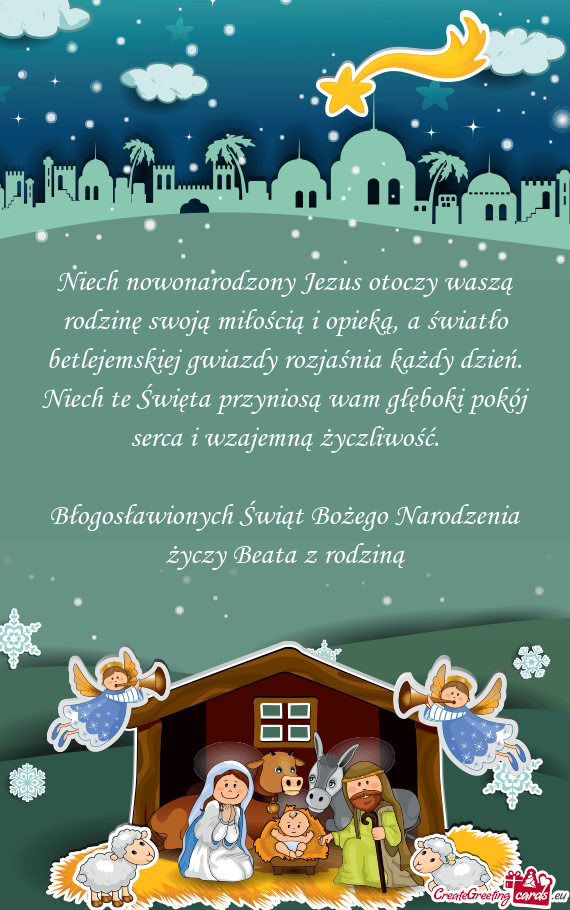 Błogosławionych Świąt Bożego Narodzenia Beata z rodziną