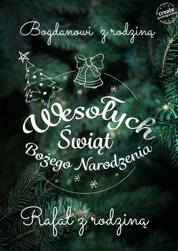 Bogdanowi z rodziną Wesołych Świat Bożego Narodzenia Rafał z rodziną