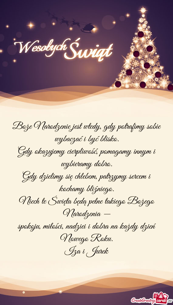 Boże Narodzenie jest wtedy, gdy potrafimy sobie wybaczać i być blisko