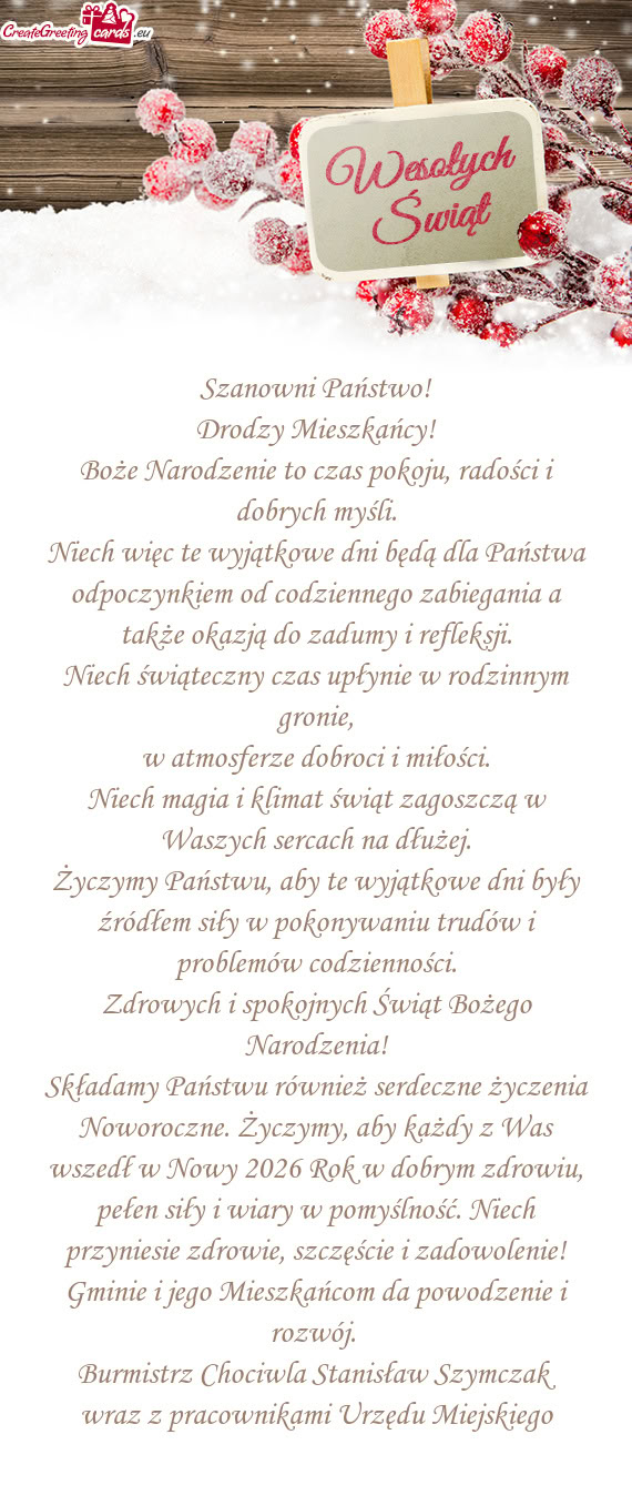 Boże Narodzenie to czas pokoju, radości i dobrych myśli