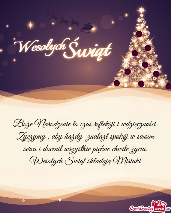 Boże Narodzenie to czas refleksji i wdzięczności. Życzymy , aby każdy znalazł spokój w swoim