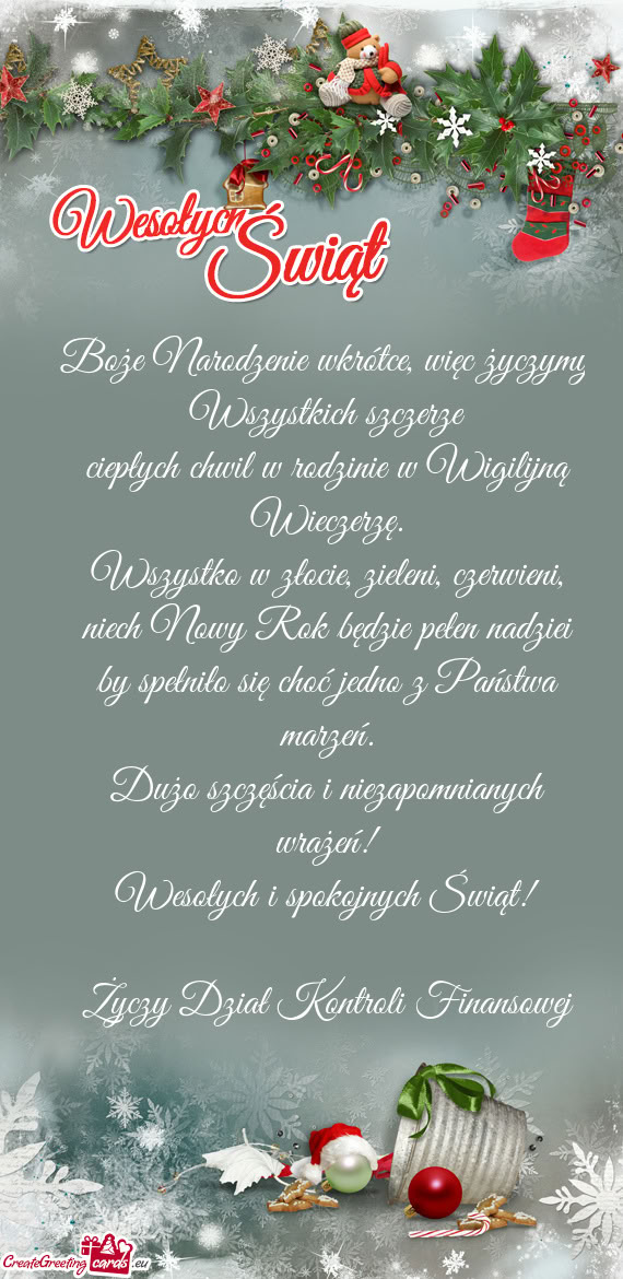 Boże Narodzenie wkrótce, więc życzymy Wszystkich szczerze