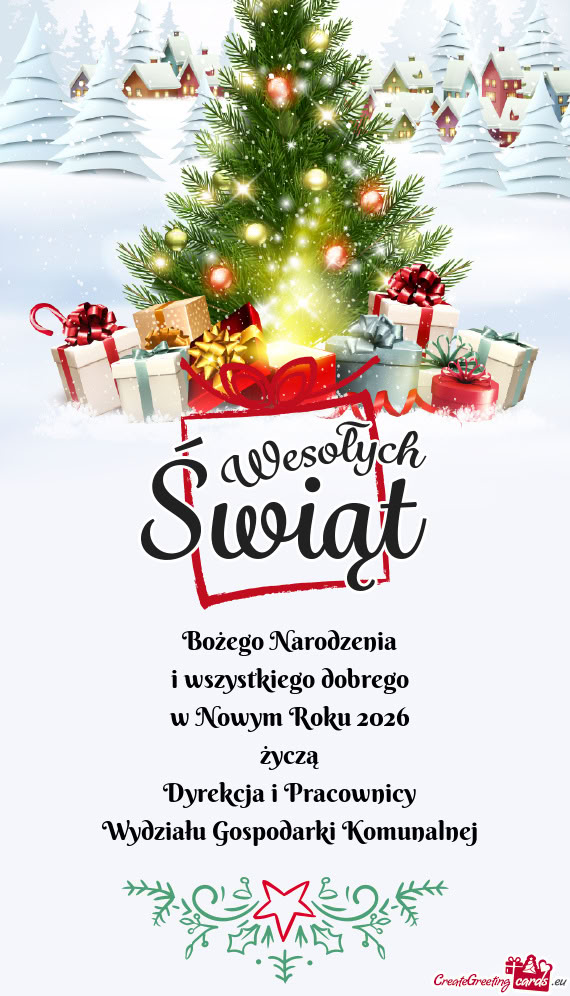 Bożego Narodzenia i wszystkiego dobrego w Nowym Roku 2026 życzą Dyrekcja i Pracownicy Wydzia