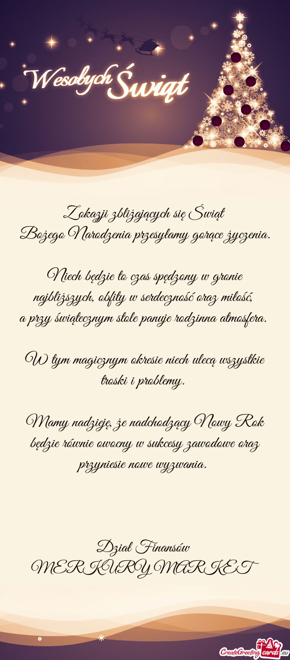 Bożego Narodzenia przesyłamy gorące życzenia
