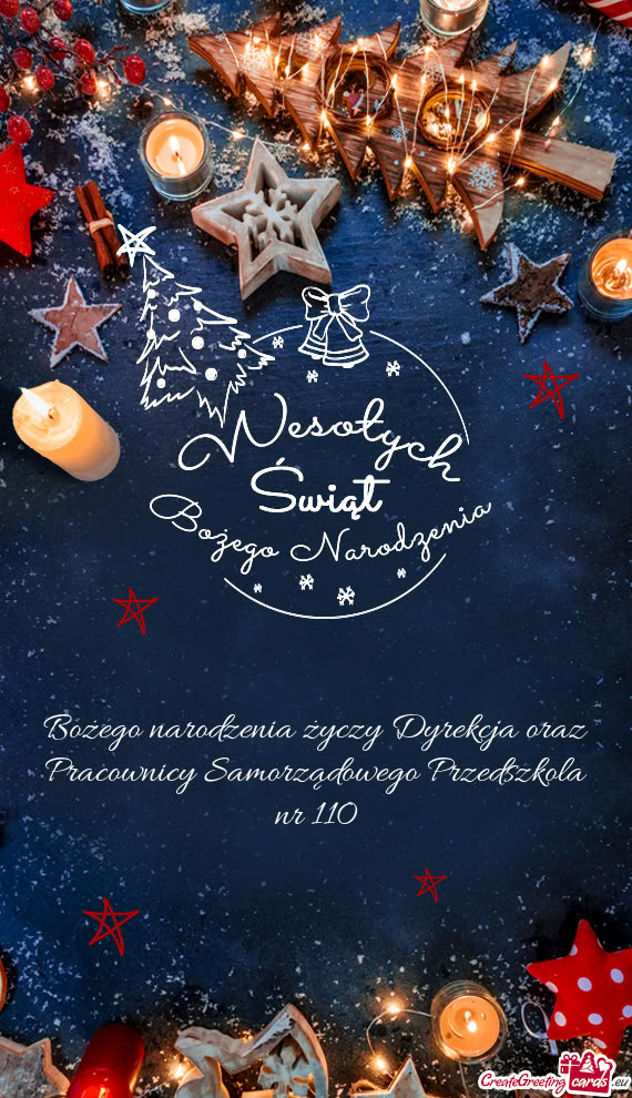 Bożego narodzenia życzy Dyrekcja oraz Pracownicy Samorządowego Przedszkola