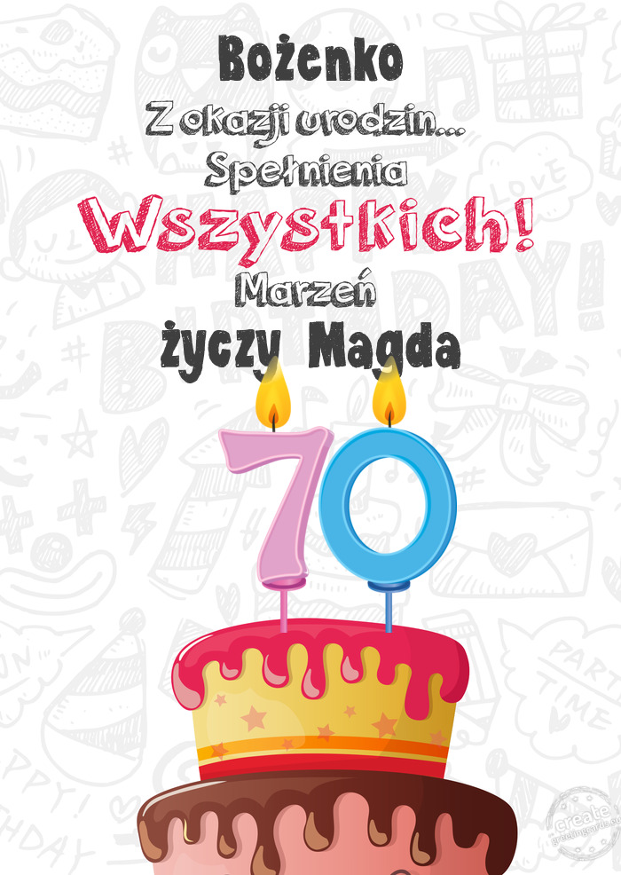 Bożenko Kartka z okazji 70 urodzin, Magda