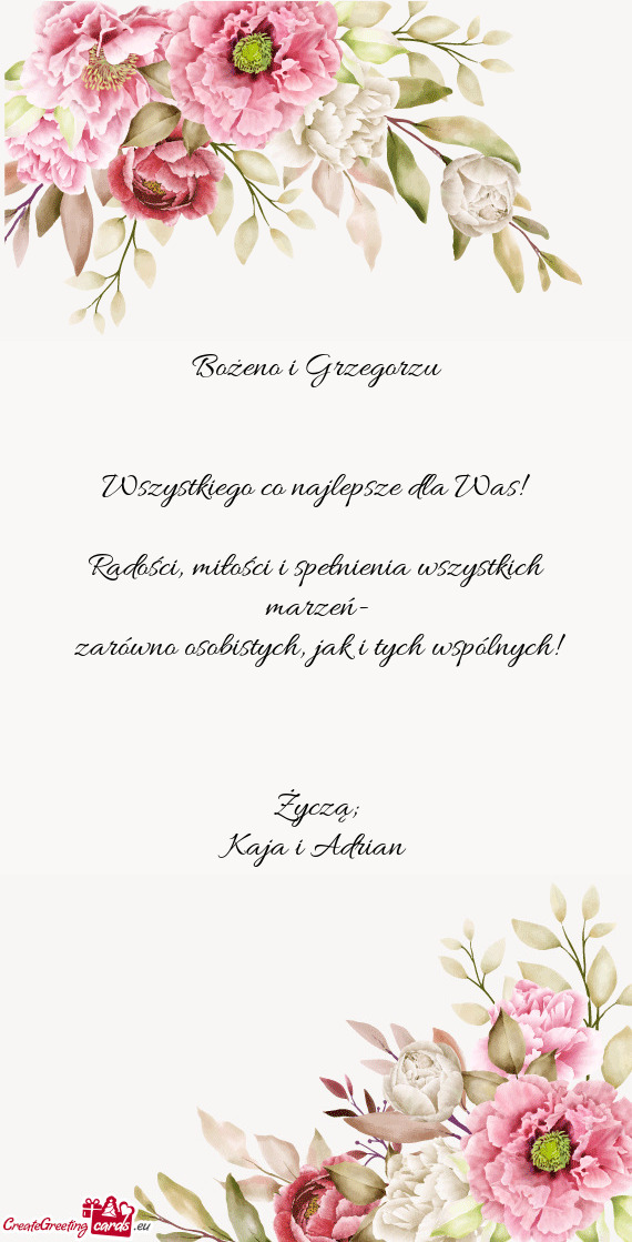 Bożeno i Grzegorzu