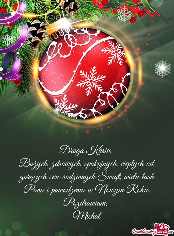 Bożych, zdrowych, spokojnych, ciepłych od gorących serc rodzinnych Świąt, wielu łask Pana i po