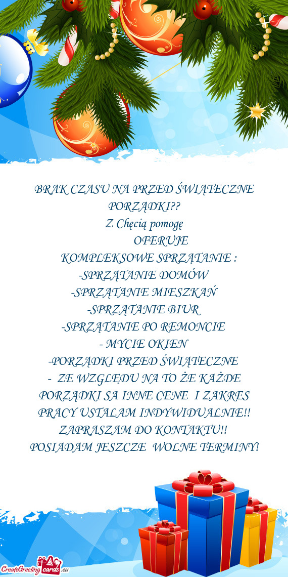 BRAK CZASU NA PRZED ŚWIĄTECZNE PORZĄDKI
