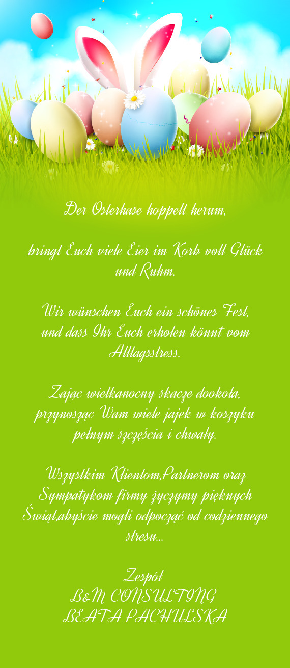 Bringt Euch viele Eier im Korb voll Glück und Ruhm