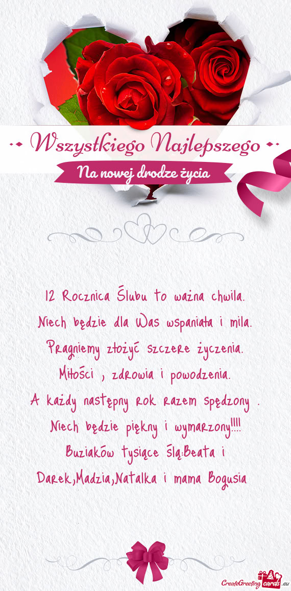 Buziaków tysiące ślą:Beata i Darek,Madzia,Natalka i mama Bogusia