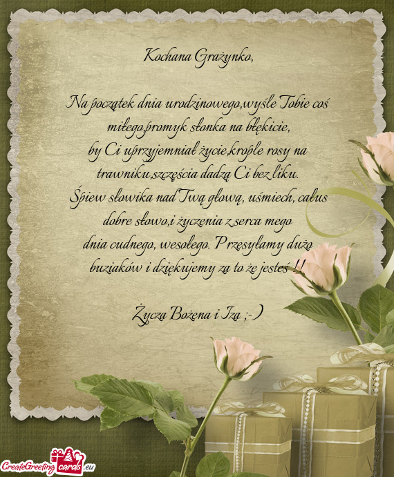 By Ci uprzyjemniał życie,krople rosy na trawniku,szczęścia dadzą Ci bez liku