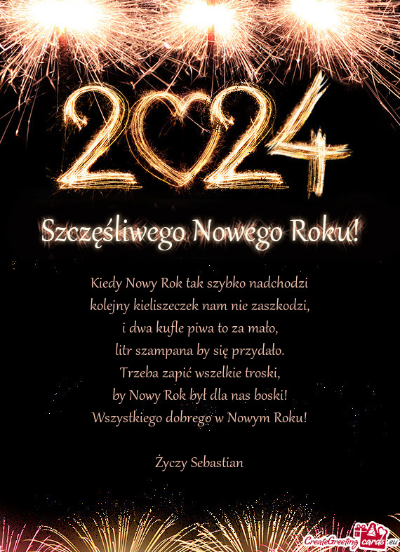 By Nowy Rok był dla nas boski! Wszystkiego dobrego w Nowym Roku! Sebastian
