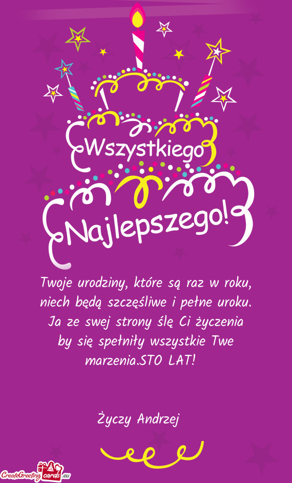 By się spełniły wszystkie Twe marzenia.STO LAT!💐