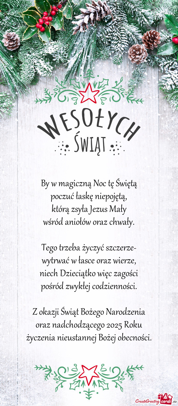 By w magiczną Noc tę Świętą poczuć łaskę niepojętą