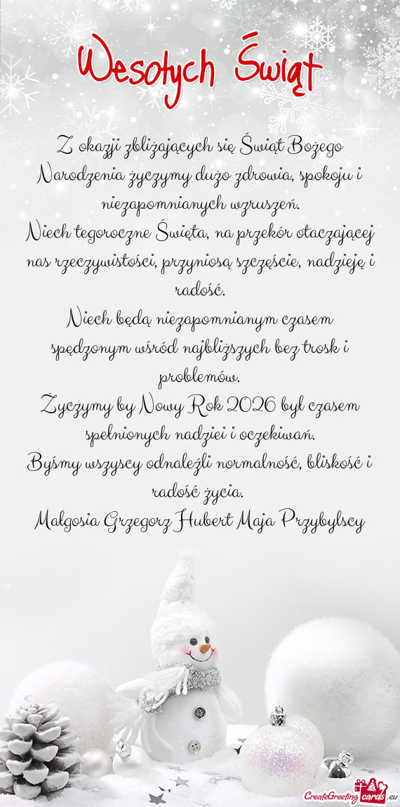 Byśmy wszyscy odnaleźli normalność, bliskość i radość życia