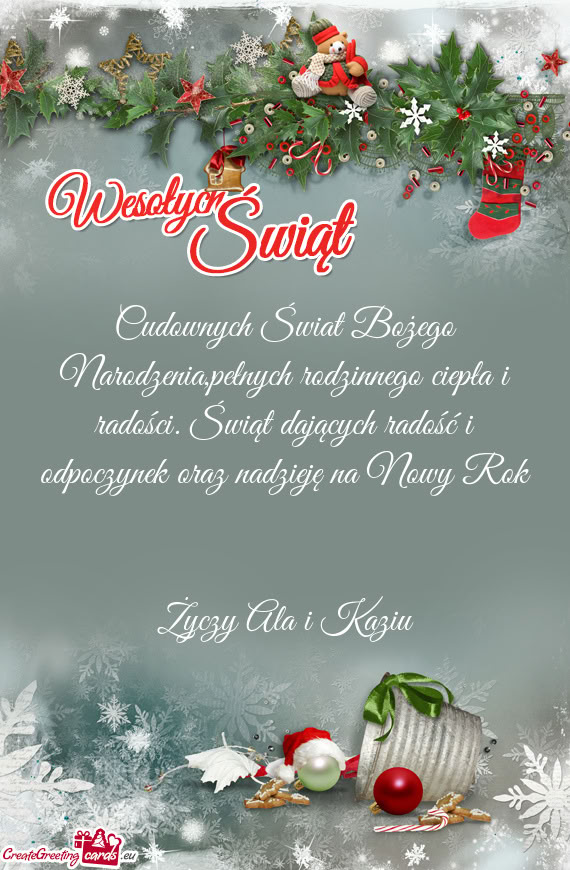 Ć i odpoczynek oraz nadzieję na Nowy Rok