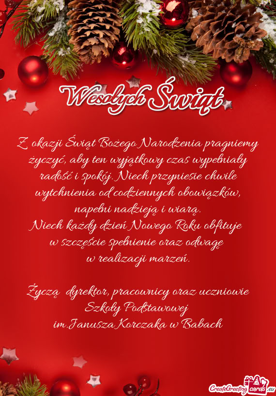 Ć i spokój. Niech przyniesie chwile wytchnienia od codziennych obowiązków, napełni nadzieją i