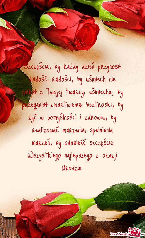 Ć marzenia; spełnienia marzeń, by odnaleźć szczęście Wszystkiego najlepszego z okazji Urodzin