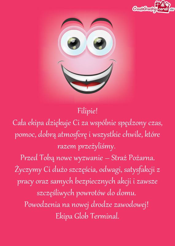Cała ekipa dziękuje Ci za wspólnie spędzony czas, pomoc, dobrą atmosferę i wszystkie chwile, k
