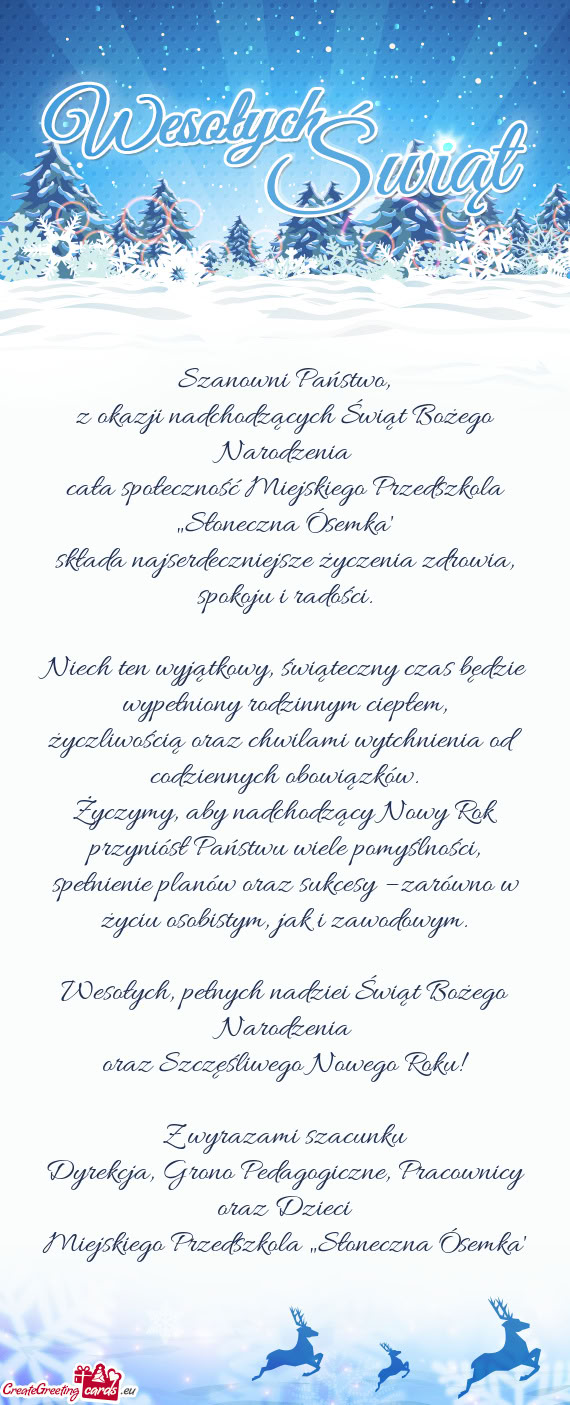 Cała społeczność Miejskiego Przedszkola „Słoneczna Ósemka”