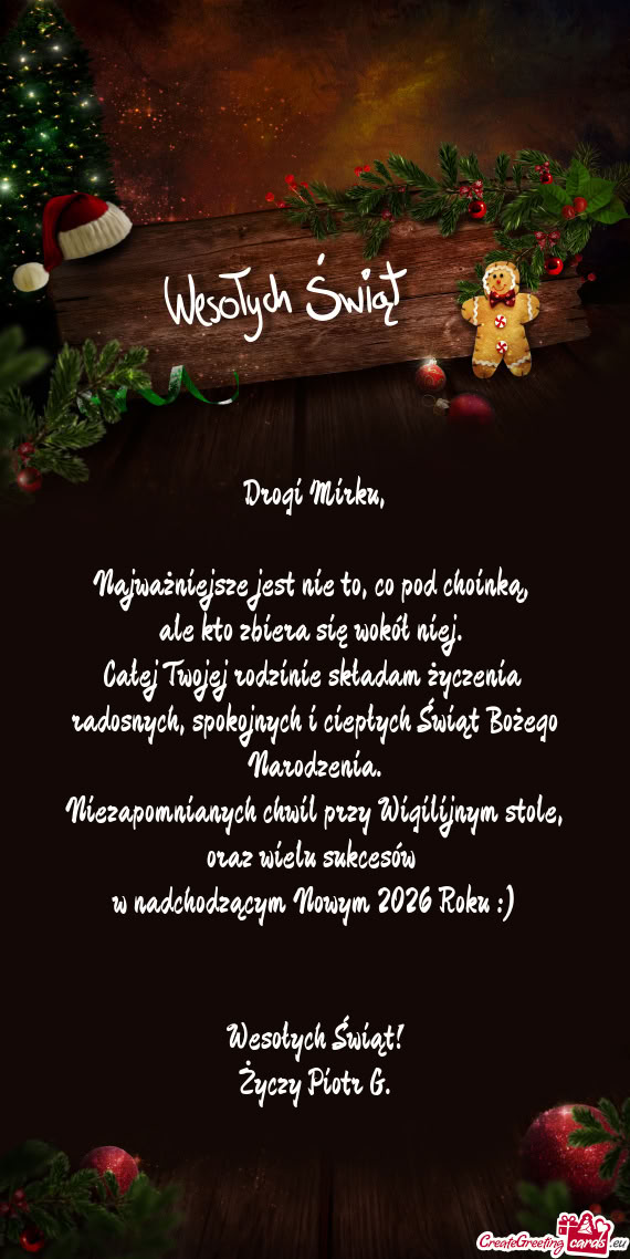 Całej Twojej rodzinie składam życzenia