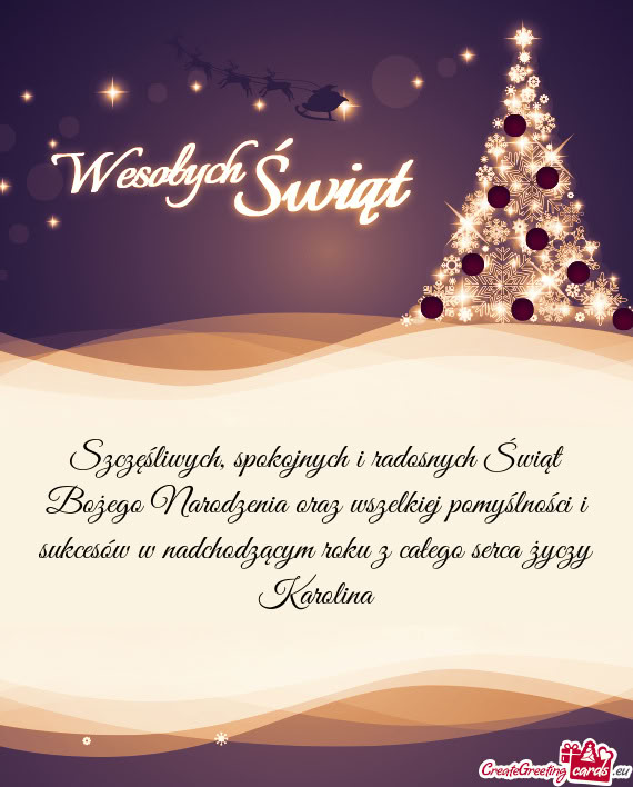 Cesów w nadchodzącym roku z całego serca Karolina