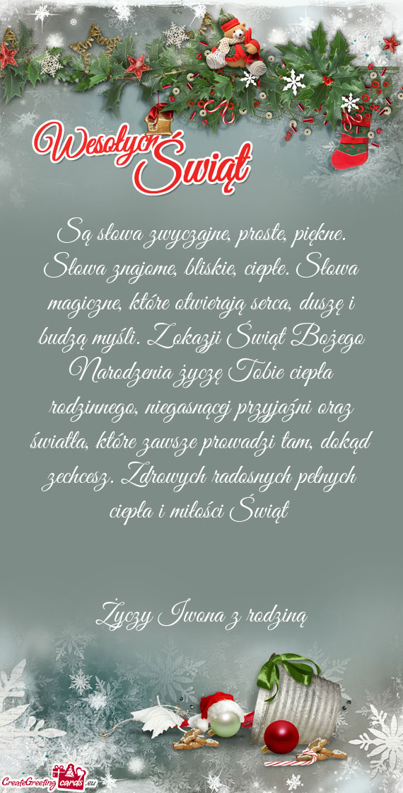 Ch radosnych pełnych ciepła i miłości Świąt