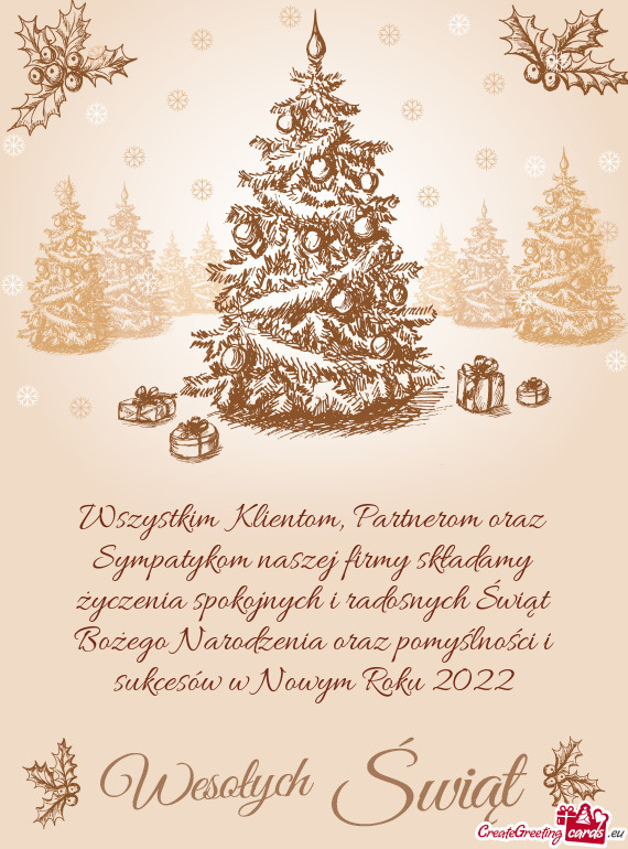Ch Świąt Bożego Narodzenia oraz pomyślności i sukcesów w Nowym Roku 2022
