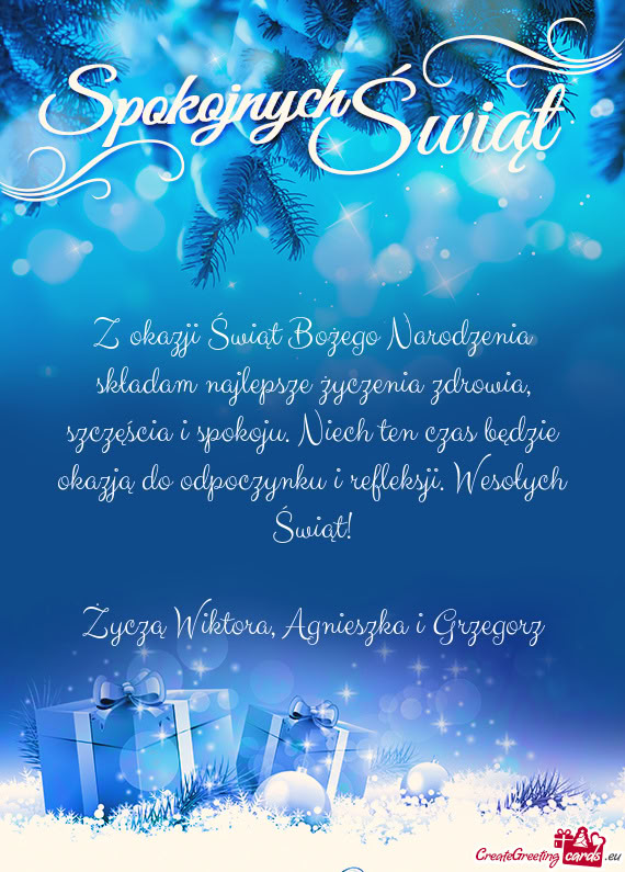 Ch ten czas będzie okazją do odpoczynku i refleksji. Wesołych Świąt