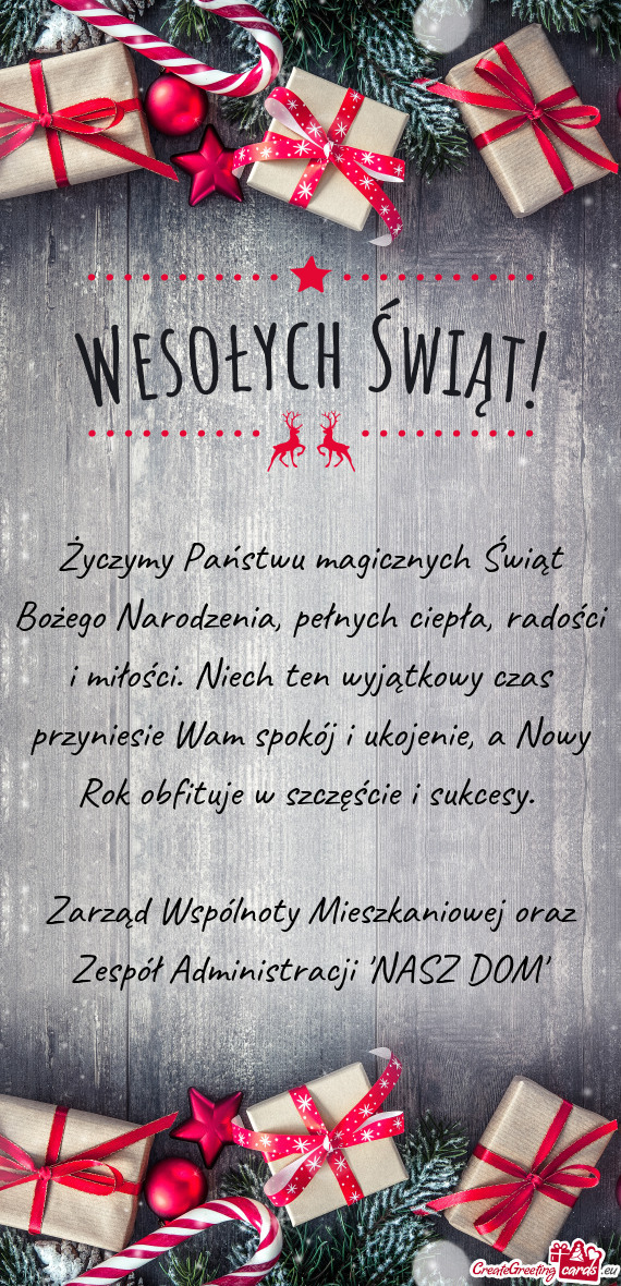 Ch ten wyjątkowy czas przyniesie Wam spokój i ukojenie, a Nowy Rok obfituje w szczęście i sukces