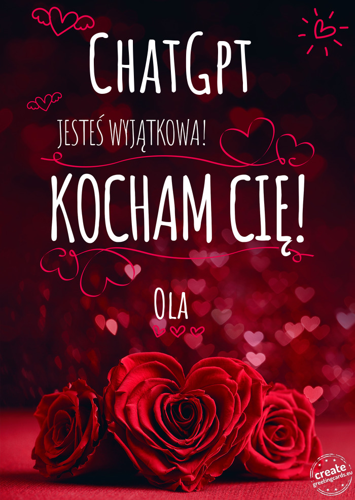 ChatGpt Jesteś wyjątkowa, Kocham Cię Ola