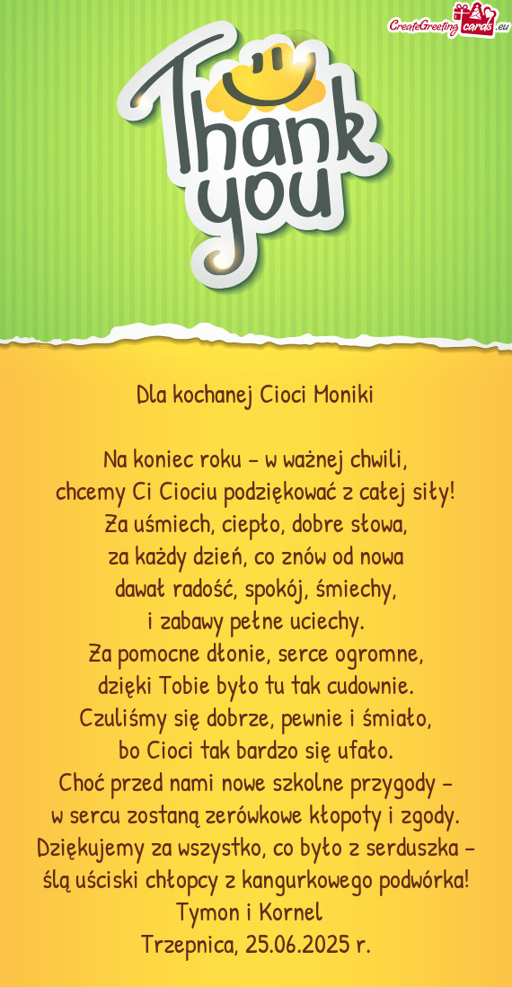 Chcemy Ci Ciociu podziękować z całej siły