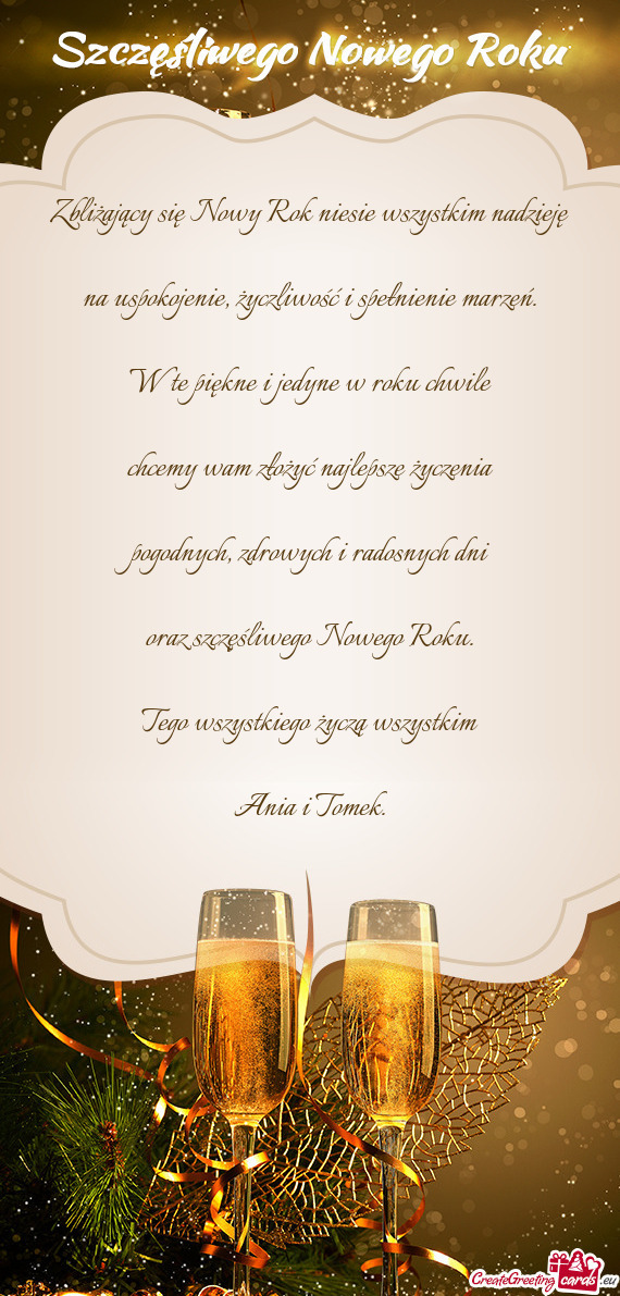 Chcemy wam złożyć najlepsze życzenia