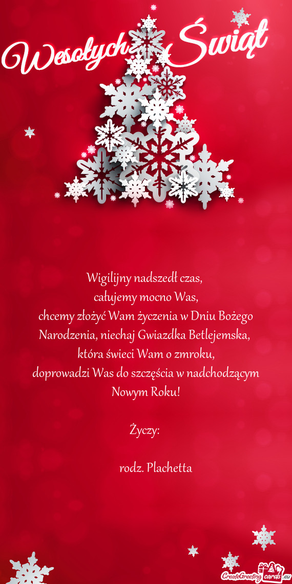 Chcemy złożyć Wam życzenia w Dniu Bożego Narodzenia, niechaj Gwiazdka Betlejemska
