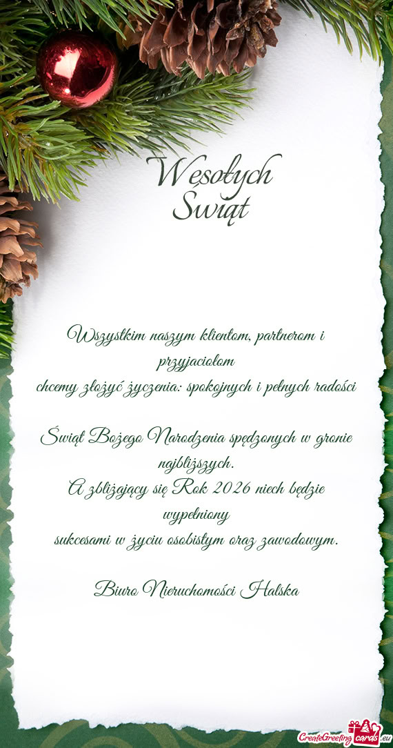 Chcemy złożyć życzenia: spokojnych i pełnych radości