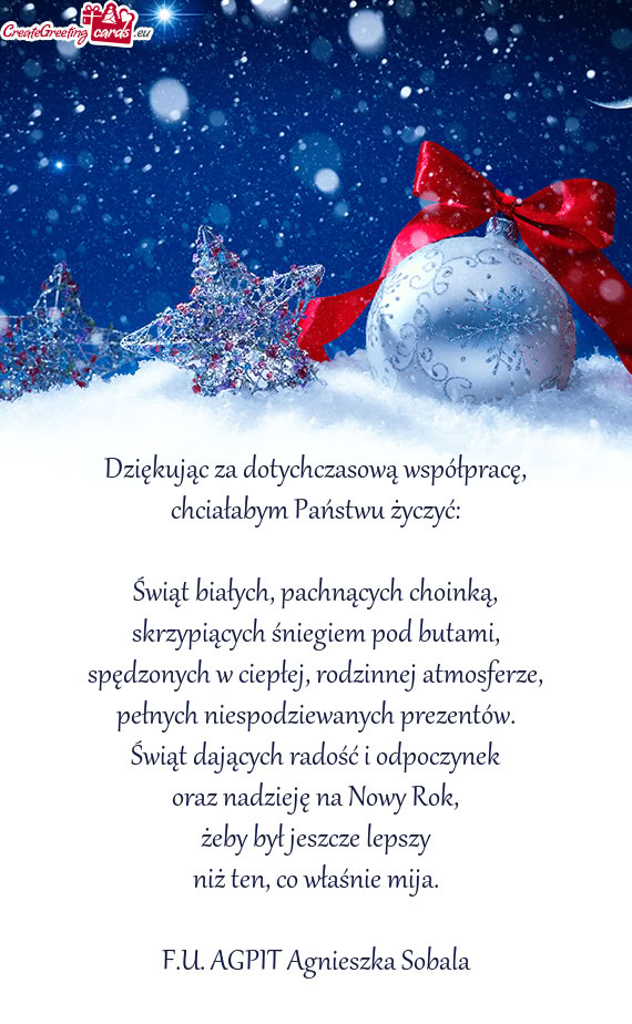 Chciałabym Państwu życzyć