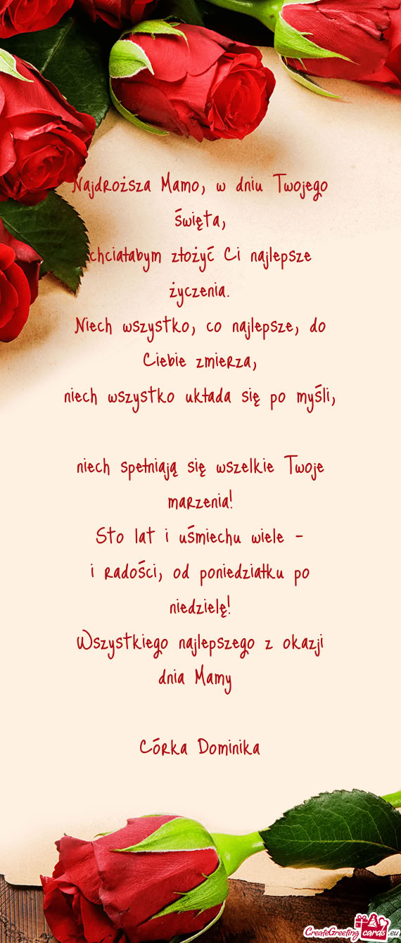 Chciałabym złożyć Ci najlepsze życzenia