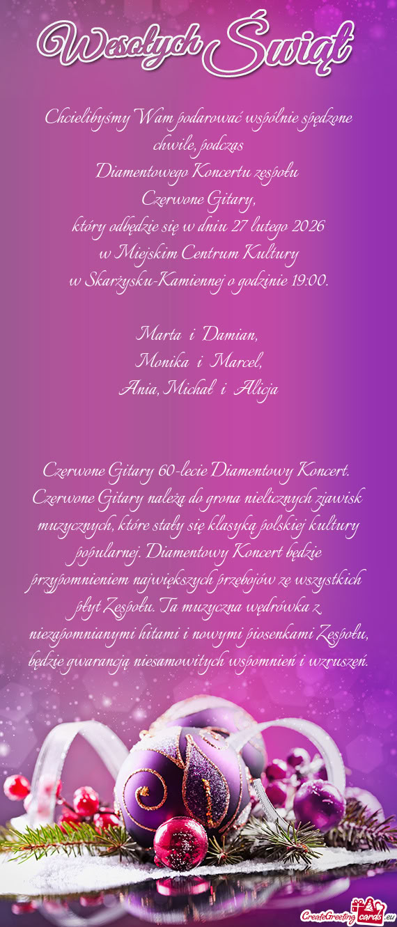 Chcielibyśmy Wam podarować wspólnie spędzone chwile, podczas