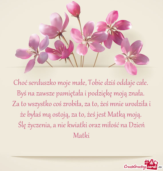 Choć serduszko moje małe, Tobie dziś oddaje całe