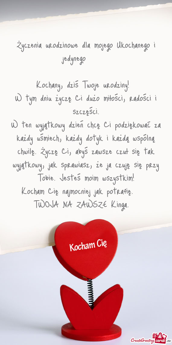 Chwilę. Życzę Ci, abyś zawsze czuł się tak wyjątkowy, jak sprawiasz, że ja czuję się przy