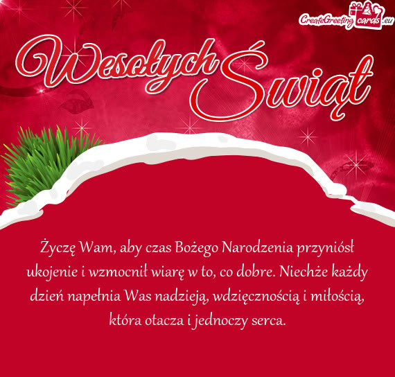 Chże każdy dzień napełnia Was nadzieją, wdzięcznością i miłością, która otacza i jednocz