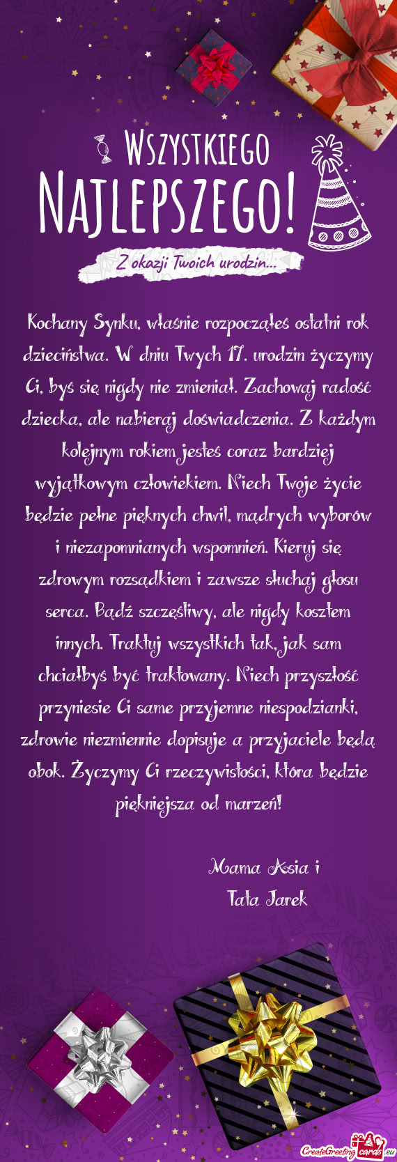 Ci, byś się nigdy nie zmieniał. Zachowaj radość dziecka, ale nabieraj doświadczenia. Z każdym