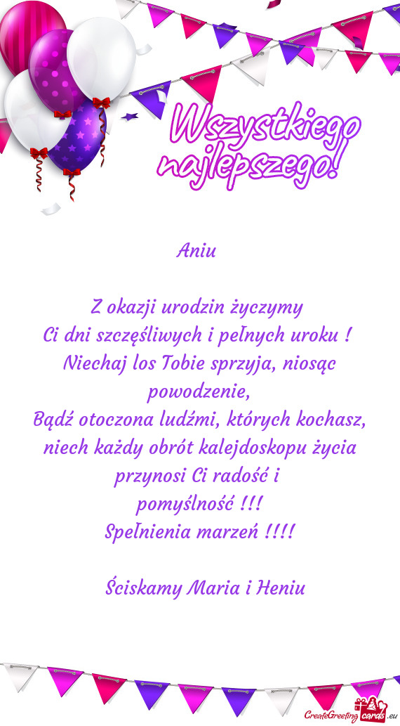 Ci dni szczęśliwych i pełnych uroku