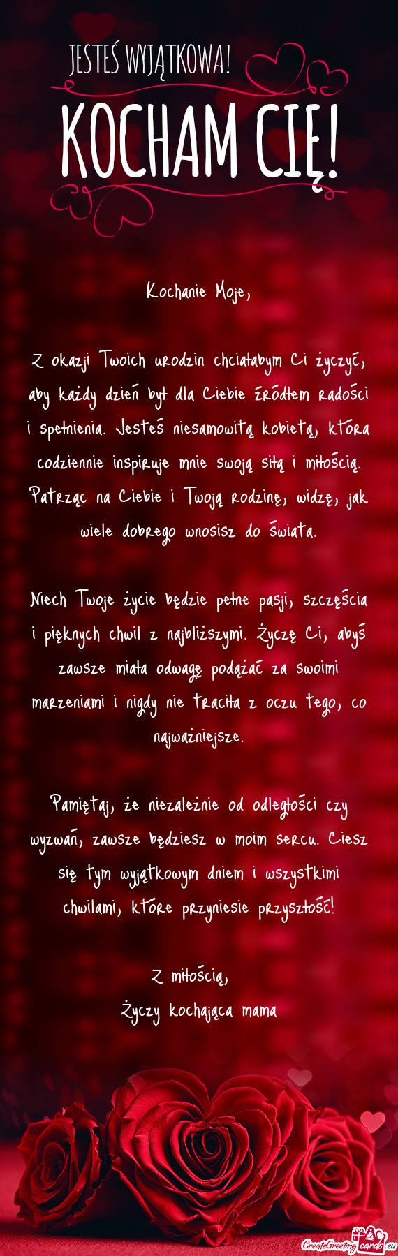 Ci i spełnienia. Jesteś niesamowitą kobietą, która codziennie inspiruje mnie swoją siłą i mi