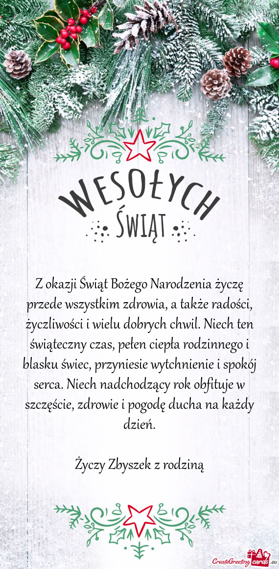 Ci i wielu dobrych chwil. Niech ten świąteczny czas, pełen ciepła rodzinnego i blasku świec, pr